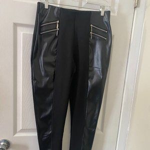 NWT Gracia Size Medium Black Pleather Leggings